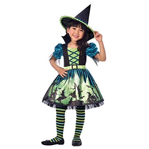 amscan 9903411 Miss Witch Craft - Disfraz de niña de 4 a 6 años, 1 unidad