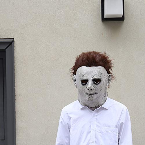 Ani·Lnc Michael Myers Máscara Película de Terror de Halloween Cosplay Látex Adulto Cara de Casco Completo Fiesta de Halloween Scary Prop