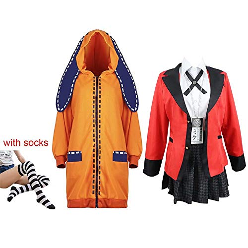 Anime Kakegurui Twin Yomozuki Runa Uniforme Cosplay Disfraces Jabami Yumeko Mujeres Escenario Fiesta Chica Falda Plisada Cosplay Anime Japonés Twin Yomozuki Runa Abrigo Traje Para Fiesta De Halloween