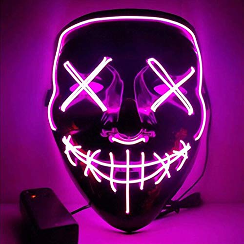 Anxicer Purge Mask para Carnaval,LED Máscara Luminosa Terror y Diversión,3 Modos de Parpadeo Diferentes Controlables,para Hombres Mujeres con Niños Carnival Halloween Fiesta Cosplay Mascarada