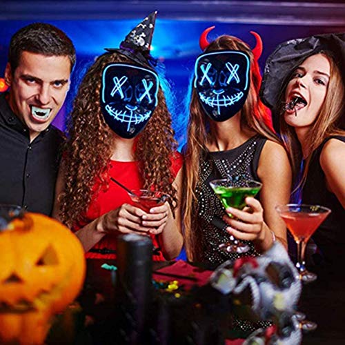 Anxicer Purge Mask para Carnaval,LED Máscara Luminosa Terror y Diversión,3 Modos de Parpadeo Diferentes Controlables,para Hombres Mujeres con Niños Carnival Halloween Fiesta Cosplay Mascarada