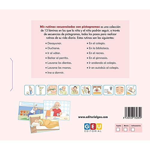 Aprendo mis Rutinas Diarias: Secuencias con pictogramas | Versión Chico | educación especial Infantil y pedagogía | Editorial Geu (Láminas Visuales)