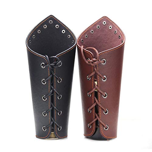 Arichtop Brazales medievales Steampunk Leather Gauntlet Wristband Wide Bracer leather gauntlet, Wristband Rivet Arm Cuff Cosplay Props