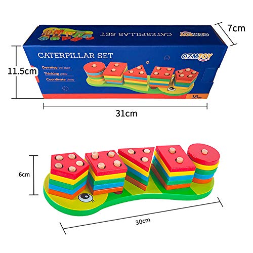 Arkmiido Madera Puzzle Clasificador Juguetes Educativos para Niños,Formas geométricas Tablero para apilar y clasificar,Infantil Forma y Colores Rompecabezas Grueso de 1 a 5 años