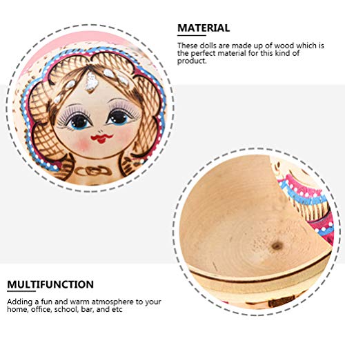 Artibetter 10Pcs Muñecas Rusas de Anidación Matryoshka Apilamiento de Madera Conjunto Anidado Juguetes Hechos a Mano para Niños Niños Navidad Día de La Madre Cumpleaños Decoración de La