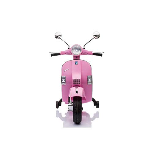 ATAA Vespa clásica PX 150 Oficial 12v Licencia Piaggio - Rosa - Moto eléctrica para niños hasta 7 años. Batería 12v portamaletas de Regalo