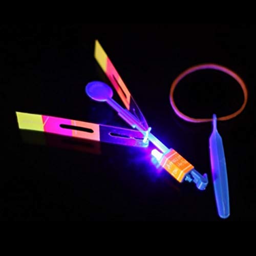 Atrumly Juego de helicópteros LED, 6 unidades, increíble luz LED, helicóptero, helicóptero, juguete de vuelo elástico, tirachinas voladoras, fiestas, regalo divertido para niños