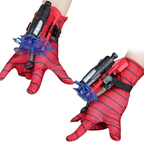 Atrumly Juego de rol, Los niños de plástico cosplay guante héroe lanzador de muñeca juguete divertido para niños juguetes educativos super Spiderman, accesorios de disfraz