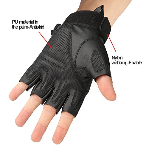 Avril Tian Guantes de Protección para Articulaciones, Medio Dedo De goma dura Nudillos para Ejercicios al Aire Libre, Senderismo, Camping, Ciclismo, motocicleta (XL, negro)