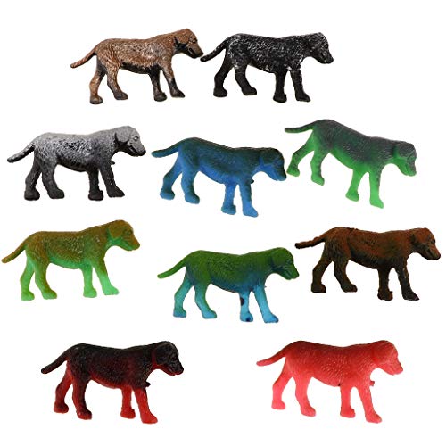 B Blesiya 10 Unids Juguete de Animales de Simulación Modelo de León/Elefante/Camello/Cabra en Miniatura Ornamento para Casa Escritorio - Perro