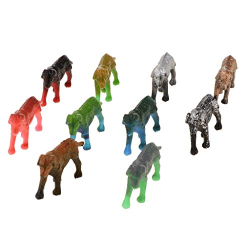 B Blesiya 10 Unids Juguete de Animales de Simulación Modelo de León/Elefante/Camello/Cabra en Miniatura Ornamento para Casa Escritorio - Perro