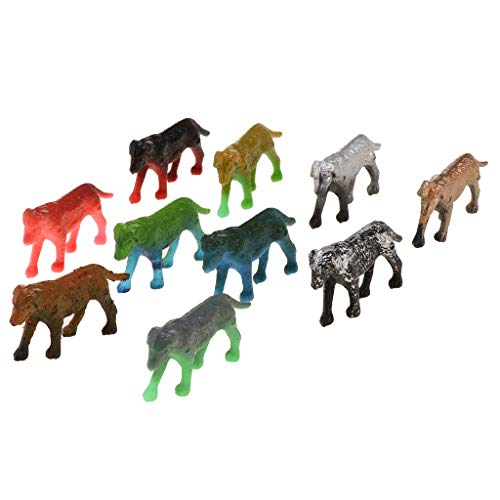 B Blesiya 10 Unids Juguete de Animales de Simulación Modelo de León/Elefante/Camello/Cabra en Miniatura Ornamento para Casa Escritorio - Perro