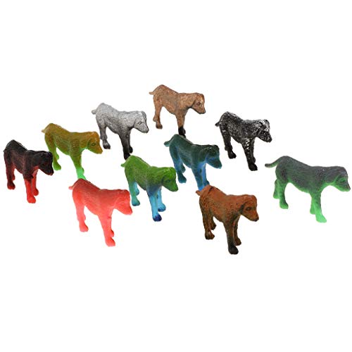 B Blesiya 10 Unids Juguete de Animales de Simulación Modelo de León/Elefante/Camello/Cabra en Miniatura Ornamento para Casa Escritorio - Perro