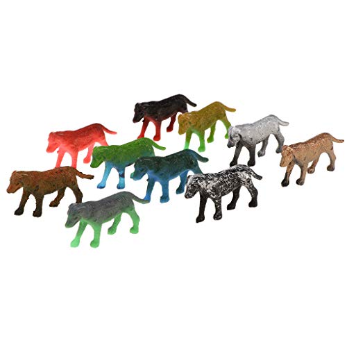 B Blesiya 10 Unids Juguete de Animales de Simulación Modelo de León/Elefante/Camello/Cabra en Miniatura Ornamento para Casa Escritorio - Perro