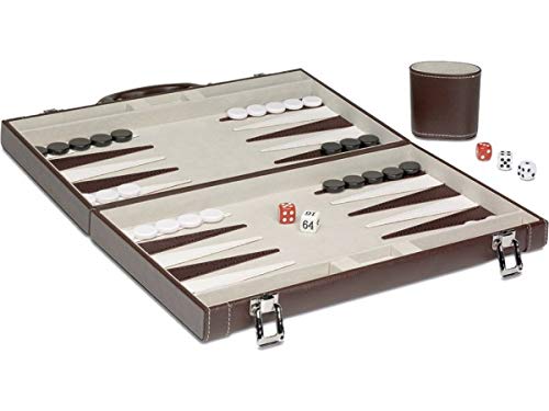 BACKGAMMON POLIPIEL MARRÓN 38X26X6CM