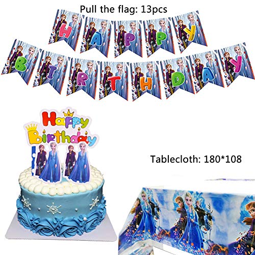 BAIBEI 75Pcs Cumpleaños Vajilla, Plato, Servilleta de Papel, Cuchillo, Tenedor, Taza, Mantel, Pajas, Adorno de Pastel y Bandera para Letras, Vajilla de Fiesta Temática - 10 personas