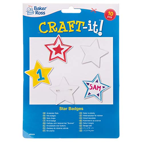 Baker Ross Kits de chapas en forma de estrella para niños - Juegos de manualidades infantiles creativas (pack de 10)