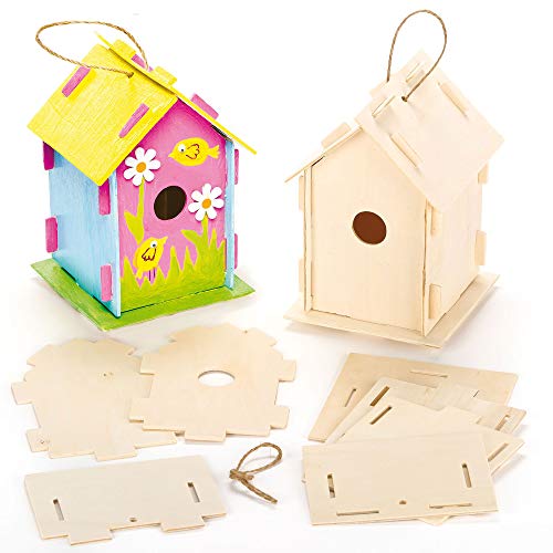 Baker Ross Mini pajarera de madera, casas para pintar y decorar para niños artes y manualidades o proyectos de jardín (paquete de 2), 17 cm, 2 Pack