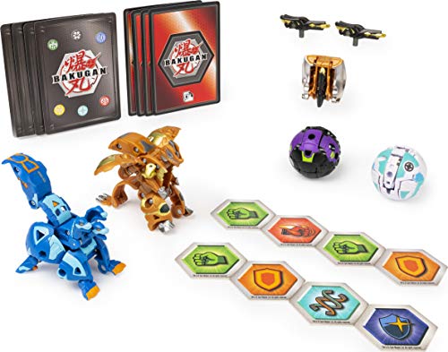 Bakugan Baku-Gear Pack con 4 Armored Alliance Bakugan (Ultra Aurelus Dragonoid, Ultra Aquos Howlkor, Basic Haos Pegatrix, Basic Darkus Hydorous) y 1 Juego de Herramientas Baku-Gear