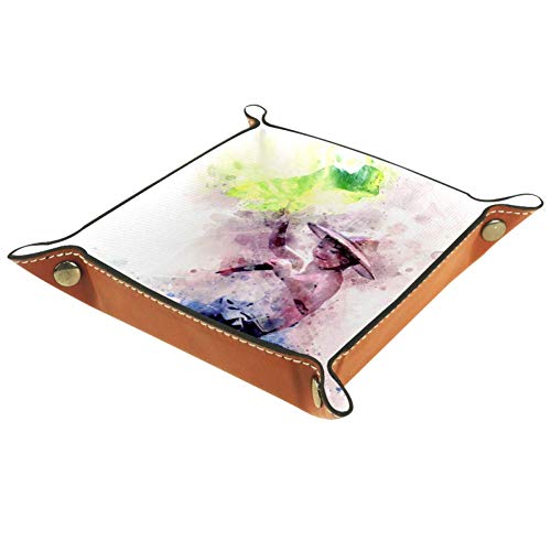 Bandeja plegable de piel sintética para dados y dados de estilo asiático, caja de juego para D&D, RPG, juegos de mesa o almacenamiento de llaves de teléfono de escritorio