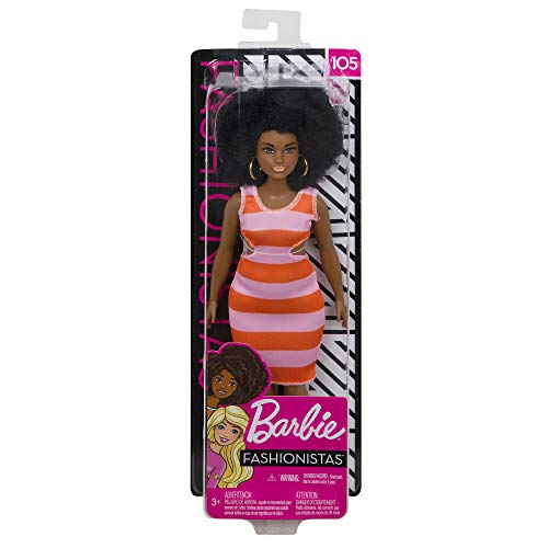 Barbie Fashionista - Muñeca afro con vestido a rayas (Mattel FXL45) , color/modelo surtido