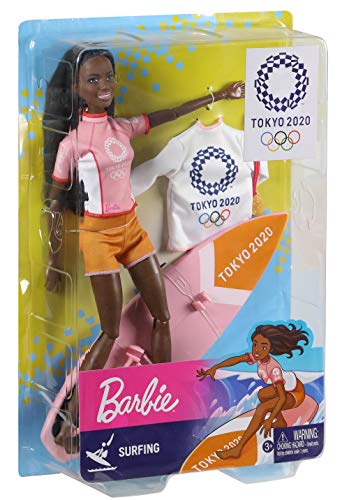 Barbie- Juegos Olímpicos Tokio 2020 muñeca surfista con uniforme de surf y con accesorios (Mattel GJL76) , color/modelo surtido