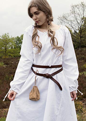 Battle Merchant - Vestido Medieval Vikingo Ana - Ideal para Larp - Blanco - S