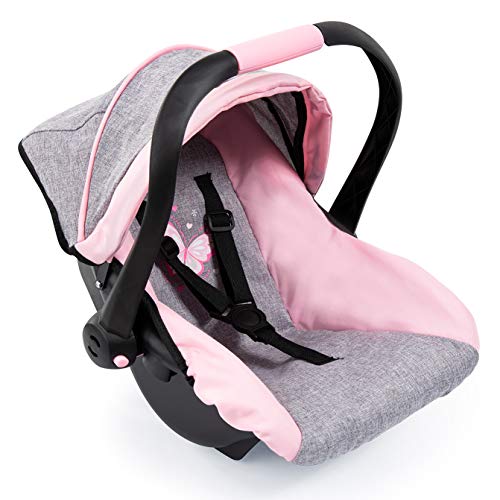 Bayer Design 67933Aa, Silla de Coche Easy Go, Accesorios, Asiento Para Bebé Muñeco, Gris, Rosado, Mariposa, Color Rosa