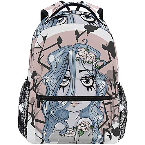 Beating Heart Cadáver Novia Dibujos Animados Chica Linda Carácter Mochila Escolar Ligera Mochila para Estudiantes Viajes Senderismo Bolsas de Camping Mochila Informal