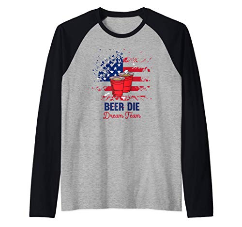 Beer Die USA Flag Team Cool | Beer Dice Shooter Table Game Camiseta Manga Raglan