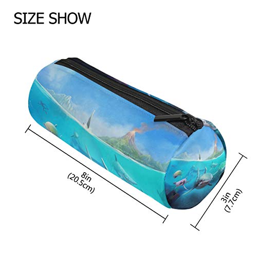 Bennigiry Hungry Shark World - Estuche cilíndrico para lápices, multifunción, papelería, bolsa con cremallera, para estudiantes, con cremallera, bolsa de regalo de viaje y maquillaje