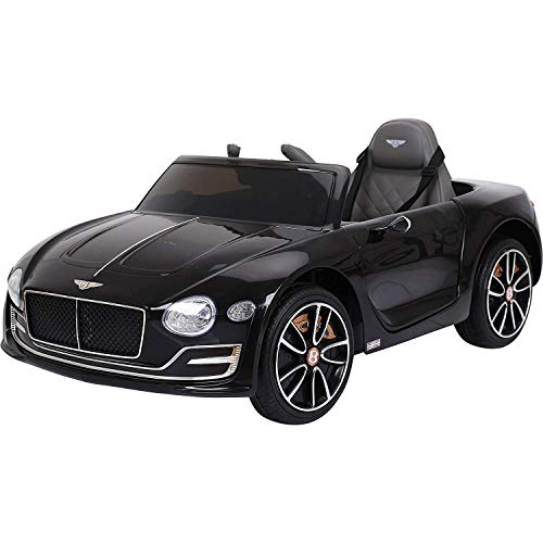 Bentley Coche eléctrico para niños EXP12 con mando a distancia parental y faros LED de 12 V, color negro