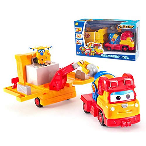 BESTWALED Super Alas Remi Triple Vehículo De Ingeniería Multifunción Niños Juguetes Donnie Deformación Robots Base De Mando Taladro De Camión Super Wings Juguete Cumpleaños Navidad Regalo