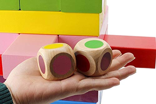 BHSHOP Juegos Gigantes de Madera de apilamiento de Madera Dura caída Bloques Torre Juguetes de construcción 48 Piezas con Bolsa de Almacenamiento