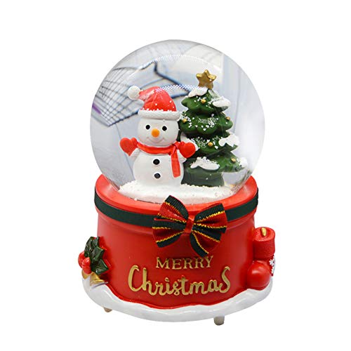 Bola de nieve de Navidad, giratoria 3D muñeco de nieve bola de cristal caja de música con luces intermitentes coloridas, globos de nieve irrompibles decoración del hogar para niñas niños bebé