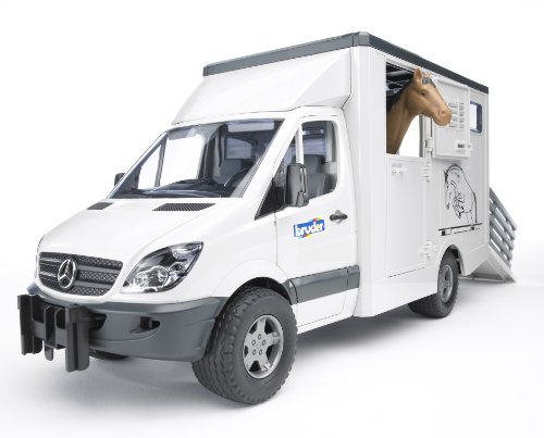 Bruder-02533 peliculas y TV Mercedes Benz Sprinter para Transporte equino, Color Gris, Blanco (2533)