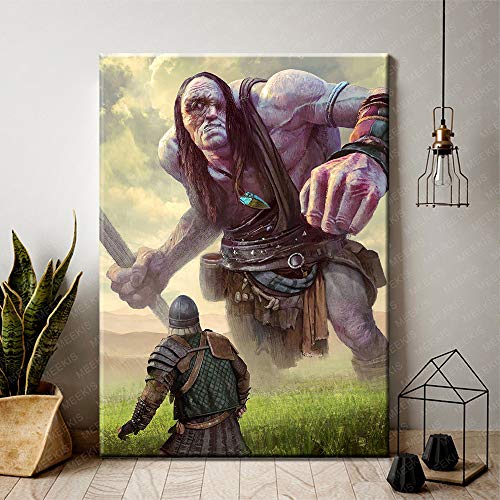 By Number The Witcher Juego de cartas King Power Lost Warrior Duel Bear Horror Demon Lienzo Envuelto en lienzo Regalo sobre lienzo 40X50 (enmarcado)