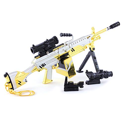 BYWL 1/4 M249 ametralladora ligera 6 piezas de aleación de metal modelo de armas figura de juguete de arte utilería decoración llavero regalo para niños