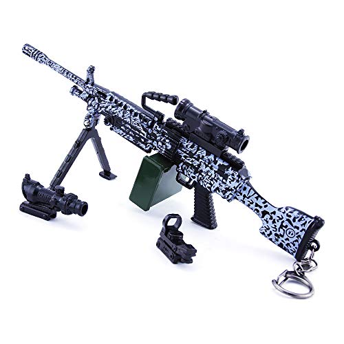 BYWL 1/4 M249 ametralladora ligera 6 piezas de aleación de metal modelo de armas figura de juguete de arte utilería decoración llavero regalo para niños