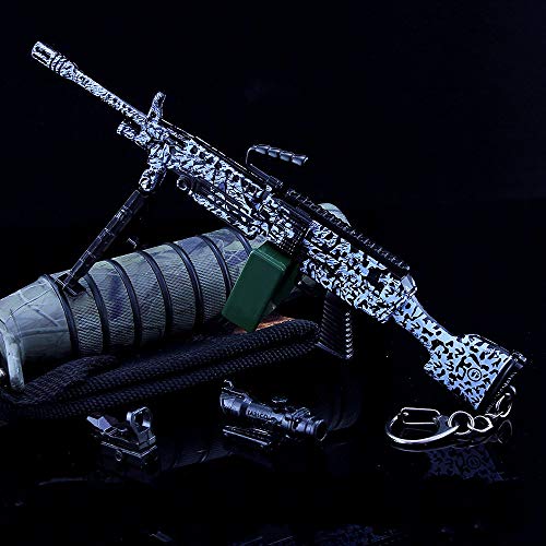 BYWL 1/4 M249 ametralladora ligera 6 piezas de aleación de metal modelo de armas figura de juguete de arte utilería decoración llavero regalo para niños