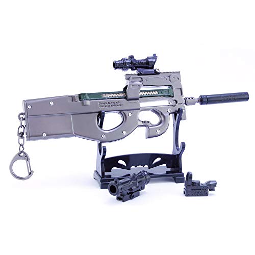 BYWL 1/4 P90 Subametralladora 6 piezas de aleación de metal modelo de armas figura de juguete para manualidades decoración llavero regalo para niños