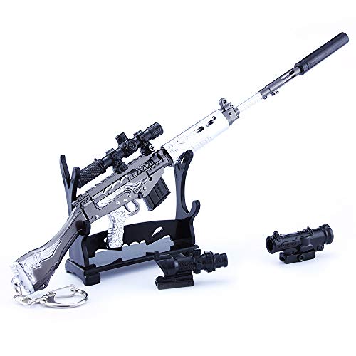 BYWL Rifle de francotirador SLR de 1/4 6 piezas de aleación de metal arma arma modelo figura artes juguete prop decoración llavero regalo para niños