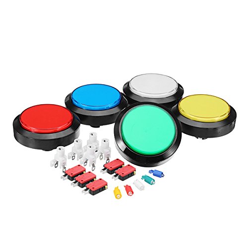 C-FUNN 100Mm 10Cm Rojo Azul Blanco Amarillo Verde Led Push Botón para Juego Arcade Consola Controlador DIY - Amarillo