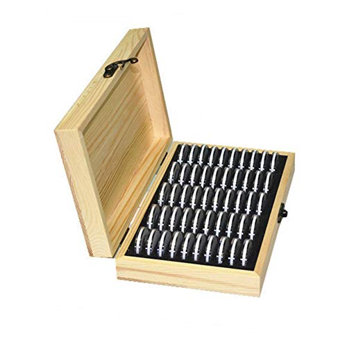 Caja de madera para guardar monedas, caja para monedas con cerradura, contenedor de almacenamiento universal para monedas, para suministros de colección conmemorativa de monedas, cuadrícula 50/100