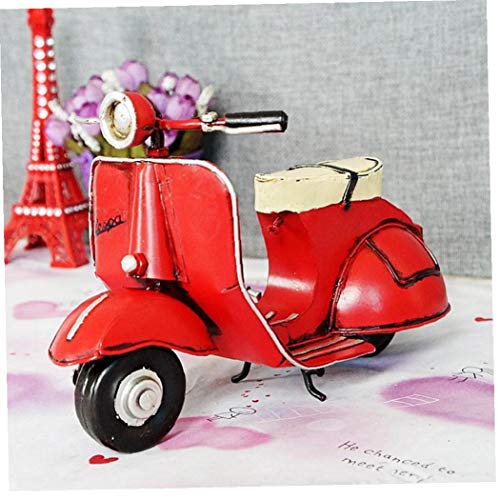 Canjerusof Inicio Coche De La Decoración De Los Niños Clásico Modelo De Coche De Juguete Retro De La Vespa Modelo Antiguo del Metal De La Lata Vespa Modelo Craft Red 1PC