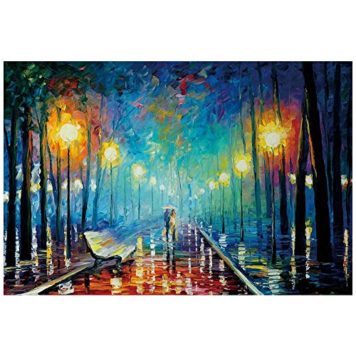 CAOLATOR Puzzle de 1000 Piezas para Adultos Obra de Arte de Juego de Rompecabezas para Adultos, Noche lluviosa romántica, Adolescentes, Rompecabezas de Piso de Impresión de Alta Definición Multicolor