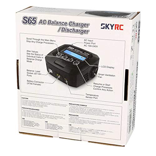 Cargador multifunción para modelismo 6A Skyrc S65 Lipo, Lifepo, Liion, Lihv, Nimh, Nicd, Plomo