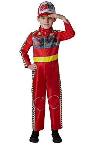 Cars - Disfraz de piloto Rayo McQueen Deluxe para niño, infantil 7-8 años (Rubie's 640055-L)