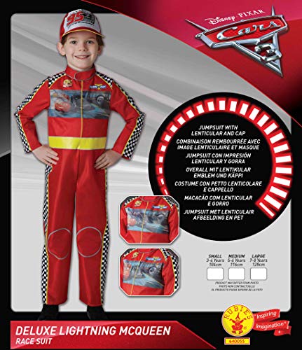 Cars - Disfraz de piloto Rayo McQueen Deluxe para niño, infantil 7-8 años (Rubie's 640055-L)
