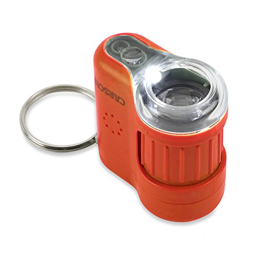 Carson Microscopio de Bolsillo MicroMini de 20x con Luces LED y UV y Linterna LED – Naranja